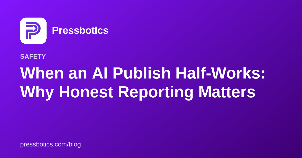 When an AI Publish Half-Works: Why Honest Reporting Matters